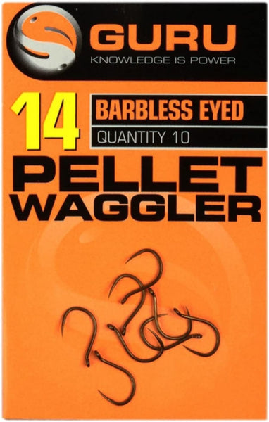 GURU PELLET WAGGLER EYED BARBLESS HOOKS  4 packs for £6.00 POST FREE