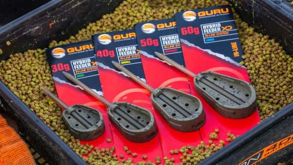 Guru Super Mini Hybrid In line feeders and Extra Distance Hybrid Feeders.